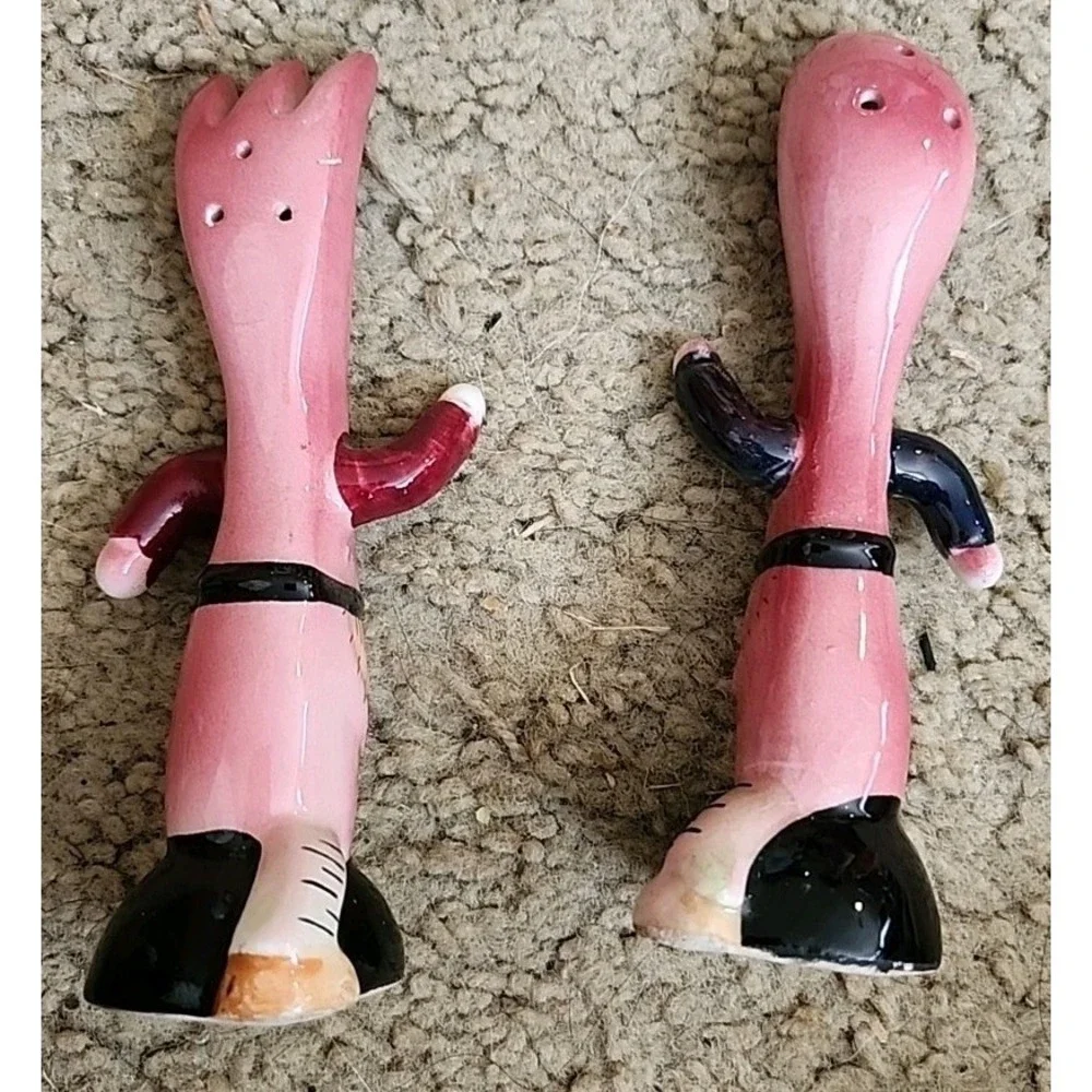 VTG Mid Century Anthropomorphic Race Running Fork & Spoon Salt& Pepper‎ Shakers